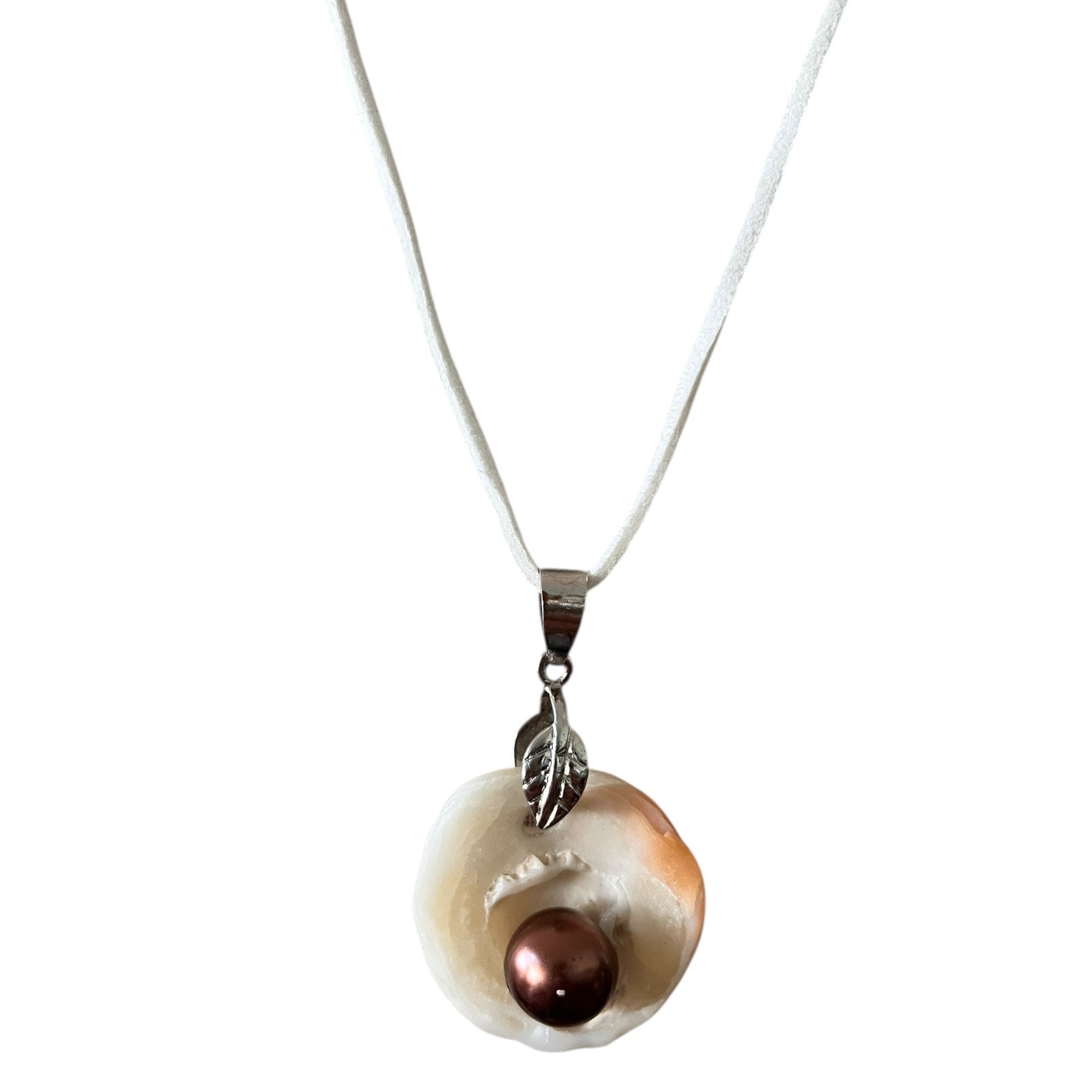 Womens Shell Pendant Handmade Jewelry Coastal Grandma White